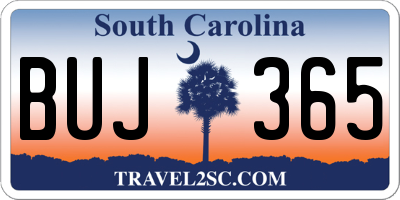 SC license plate BUJ365