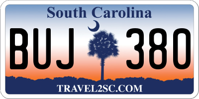 SC license plate BUJ380