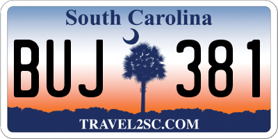 SC license plate BUJ381