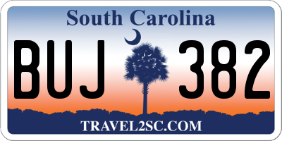 SC license plate BUJ382