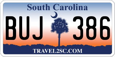 SC license plate BUJ386