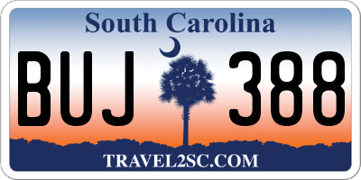 SC license plate BUJ388