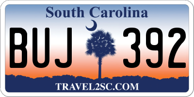 SC license plate BUJ392