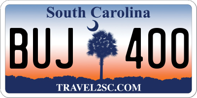 SC license plate BUJ400