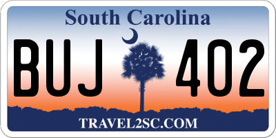 SC license plate BUJ402