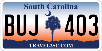 SC license plate BUJ403