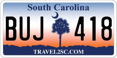 SC license plate BUJ418