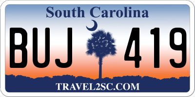 SC license plate BUJ419