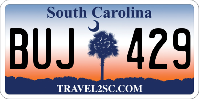 SC license plate BUJ429