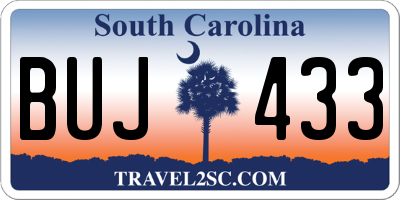 SC license plate BUJ433