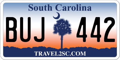 SC license plate BUJ442