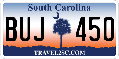 SC license plate BUJ450