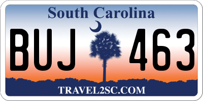 SC license plate BUJ463