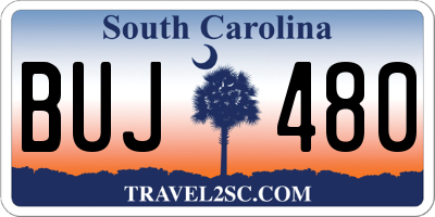 SC license plate BUJ480