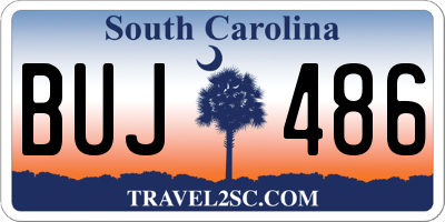 SC license plate BUJ486