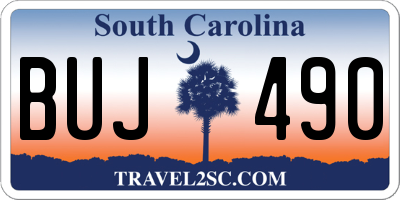 SC license plate BUJ490