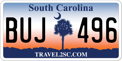 SC license plate BUJ496