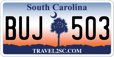 SC license plate BUJ503