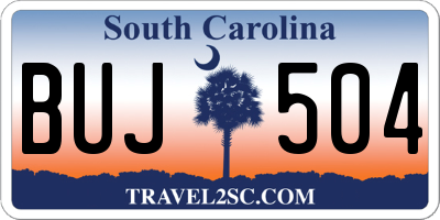 SC license plate BUJ504