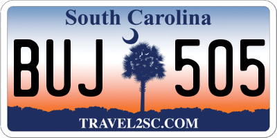 SC license plate BUJ505