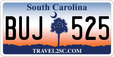 SC license plate BUJ525