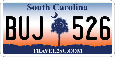 SC license plate BUJ526