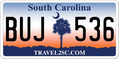 SC license plate BUJ536