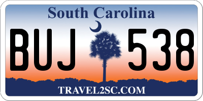 SC license plate BUJ538