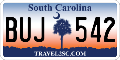 SC license plate BUJ542