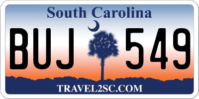 SC license plate BUJ549