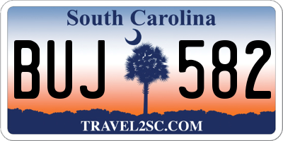 SC license plate BUJ582