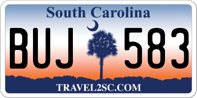 SC license plate BUJ583