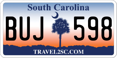SC license plate BUJ598