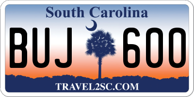SC license plate BUJ600