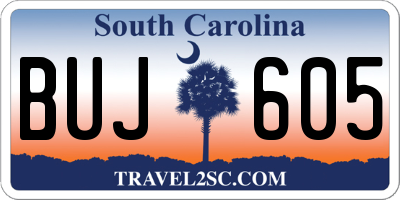 SC license plate BUJ605