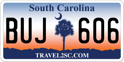 SC license plate BUJ606