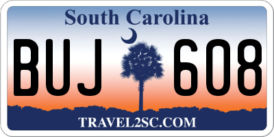 SC license plate BUJ608