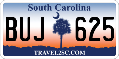 SC license plate BUJ625