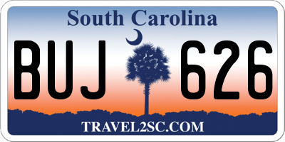 SC license plate BUJ626