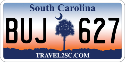 SC license plate BUJ627