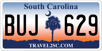 SC license plate BUJ629