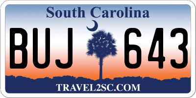 SC license plate BUJ643
