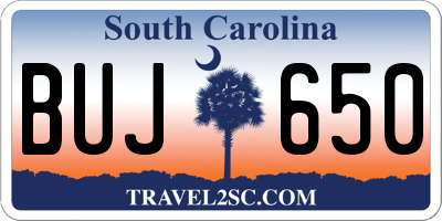 SC license plate BUJ650