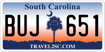 SC license plate BUJ651