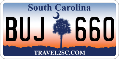 SC license plate BUJ660