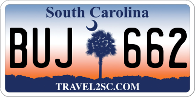 SC license plate BUJ662