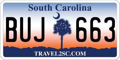 SC license plate BUJ663