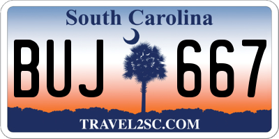 SC license plate BUJ667