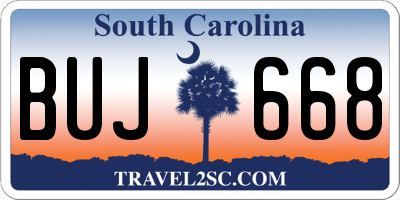 SC license plate BUJ668