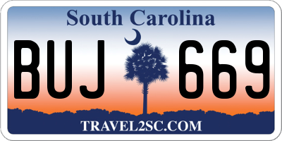 SC license plate BUJ669